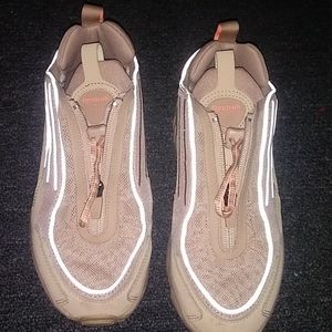 Reebok reflective tan sneakers